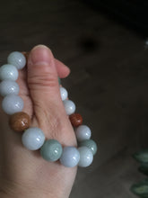 Load image into Gallery viewer, 10.5-11.5mm 100% natural type A colourful red/green/purple/white jadeite jade beads bracelet S-B