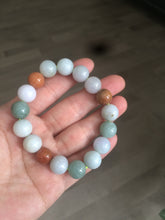 Load image into Gallery viewer, 10.5-11.5mm 100% natural type A colourful red/green/purple/white jadeite jade beads bracelet S-B