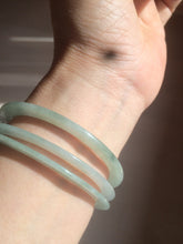 Load image into Gallery viewer, 55-mm certified 100% natural Type A icy watery green slim flat style jadeite jade bangle AM18