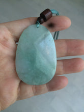 Load image into Gallery viewer, 100% natural light green/white Guanyin (降魔观音)jadeite jade necklace AF36