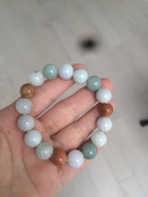 Load image into Gallery viewer, 10.5-11.5mm 100% natural type A colourful red/green/purple/white jadeite jade beads bracelet S-B