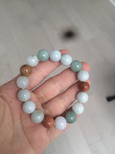Load image into Gallery viewer, 10.5-11.5mm 100% natural type A colourful red/green/purple/white jadeite jade beads bracelet S-B