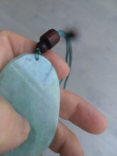 Load image into Gallery viewer, 100% natural light green/white Guanyin (降魔观音)jadeite jade necklace AF36