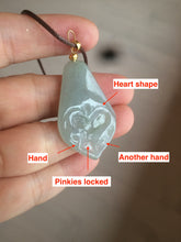 Load image into Gallery viewer, 100% Natural light green love pinky promise jadeite Jade pendant necklace AB80-4358 Best gift for valentines!