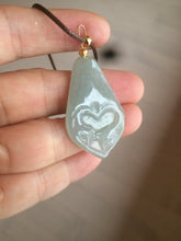 Load image into Gallery viewer, 100% Natural light green love pinky promise jadeite Jade pendant necklace AB80-4358 Best gift for valentines!