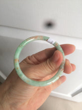 Load image into Gallery viewer, 51.5mm certificated Type A 100% Natural sunny green whit red floating flowers slim Jadeite Jade bangle AR60-0193