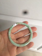 Load image into Gallery viewer, 51.5mm certificated Type A 100% Natural sunny green whit red floating flowers slim Jadeite Jade bangle AR60-0193