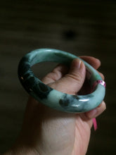 Load image into Gallery viewer, 58mm certified type A 100% Natural sunny green/dark green jadeite jade bangle U57-0102