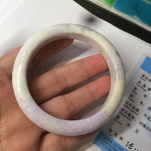 Load image into Gallery viewer, 56.6mm Certified Type A 100% Natural Sage Green/Thistle purple/cream beige Jadeite Jade bangle X107-0542
