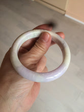 Load image into Gallery viewer, 56.6mm Certified Type A 100% Natural Sage Green/Thistle purple/cream beige Jadeite Jade bangle X107-0542