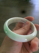 Load image into Gallery viewer, 56mm Certified Type A 100% Natural sunny green/white(白底青) Jadeite Jade bangle G71-1309