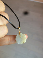 Load image into Gallery viewer, Type A 100Natural 3D light yellow/white jadeite Jade Hawaii flower Pendant necklace AF32