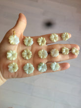 Load image into Gallery viewer, Type A 100Natural 3D light yellow/white jadeite Jade Hawaii flower Pendant necklace AF32