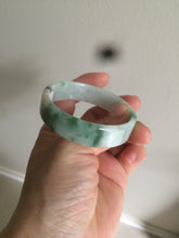 Load image into Gallery viewer, 52.6mm 100% natural Type A green/yellow/white with floating green flowers square jadeite jade bangle A85-8807