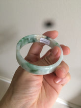 Load image into Gallery viewer, 52.6mm 100% natural Type A green/yellow/white with floating green flowers square jadeite jade bangle A85-8807