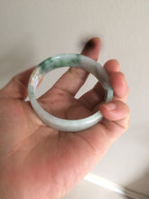 Load image into Gallery viewer, 52.6mm 100% natural Type A green/yellow/white with floating green flowers square jadeite jade bangle A85-8807
