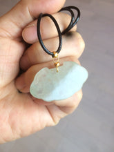 Load image into Gallery viewer, 100% Natural green/white icy Jadeite Jade healthy and longevity lock pendant AF30