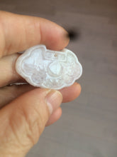 Load image into Gallery viewer, 100% Natural green/white icy Jadeite Jade healthy and longevity lock pendant AF30