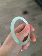 Load image into Gallery viewer, 56.9mm Certified Type A 100% Natural icy sunny green super thin style Jadeite bangle U59-6989