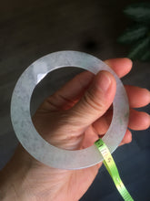 Load image into Gallery viewer, 55.8mm Certified Type A 100% Natural icy sunny green/white super thin style Jadeite bangle U59-0428