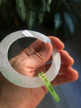 Load image into Gallery viewer, 55.8mm Certified Type A 100% Natural icy sunny green/white super thin style Jadeite bangle U59-0428