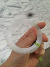 Load image into Gallery viewer, 55.8mm Certified Type A 100% Natural icy sunny green/white super thin style Jadeite bangle U59-0428