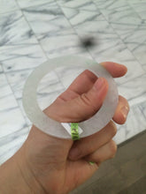 Load image into Gallery viewer, 55.8mm Certified Type A 100% Natural icy sunny green/white super thin style Jadeite bangle U59-0428