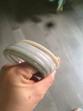 Load image into Gallery viewer, 52-55mm Certified Type A 100% Natural light green/white flat style Jadeite bangle group S25