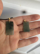 Load image into Gallery viewer, 100% natural icy watery dark green jadeite jade safe and sound couple pendant pair AF26