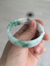 Load image into Gallery viewer, 52.6mm 100% natural Type A green/yellow/white with floating green flowers square jadeite jade bangle A85-8807