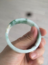 Load image into Gallery viewer, 52.6mm 100% natural Type A green/yellow/white with floating green flowers square jadeite jade bangle A85-8807