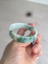 Load image into Gallery viewer, 52.6mm 100% natural Type A green/yellow/white with floating green flowers square jadeite jade bangle A85-8807