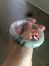 Load image into Gallery viewer, 55.2mm certified type A 100% Natural sunny green/purple/gray jadeite jade bangle A22-0106