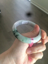 Load image into Gallery viewer, 55.2mm certified type A 100% Natural sunny green/purple/gray jadeite jade bangle A22-0106