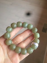 Load image into Gallery viewer, 100% Natural 13.8x13mm green/yellow/brown vintage style nephrite Jade bead man bracelet HF9