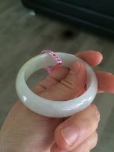 Load image into Gallery viewer, 47.5mm Certified Type A 100% Natural icy light green/white oval Jadeite Jade bangle Q61-6673
