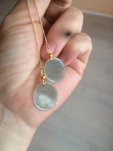 Load image into Gallery viewer, 100% Natural icy watery blue/green/gray plate (蝉翼) dangling Guatemala jadeite Jade earring S46