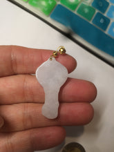 Load image into Gallery viewer, Type A 100% Natural white/light Purple Heart and key Jadeite Jade Pendant AF34