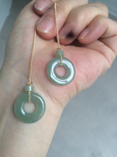 Load image into Gallery viewer, 100% Natural watery safe and sound mom and daughter buckle dangling jadeite Jade earring AS2