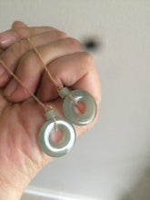 Load image into Gallery viewer, 100% Natural watery safe and sound mom and daughter buckle dangling jadeite Jade earring AS2
