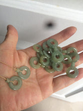 Load image into Gallery viewer, 100% Natural watery safe and sound mom and daughter buckle dangling jadeite Jade earring AS2