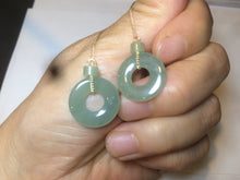 Load image into Gallery viewer, 100% Natural watery safe and sound mom and daughter buckle dangling jadeite Jade earring AS2