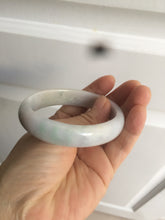 Load image into Gallery viewer, 53mm Certified type A 100% Natural light green purple oval jadeite jade bangle AD70-2162
