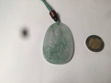 Load image into Gallery viewer, 100% natural light green/white Guanyin (降魔观音)jadeite jade necklace AF36