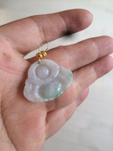 Load image into Gallery viewer, Certified 100% Natural sunny green/white/light purple happy buddha jadeite Jade pendant necklace X110-3-7354