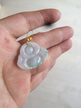 Load image into Gallery viewer, Certified 100% Natural sunny green/white/light purple happy buddha jadeite Jade pendant necklace X110-3-7354