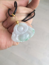 Load image into Gallery viewer, Certified 100% Natural sunny green/white/light purple happy buddha jadeite Jade pendant necklace X110-3-7354