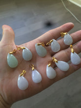 Load image into Gallery viewer, 100% natural icy watery green/white/purple type A jadeite jade water drop pendant necklace group AT78