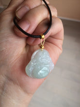 Load image into Gallery viewer, Certified 100% Natural light green/white happy buddha jadeite Jade pendant necklace X110-4-7361