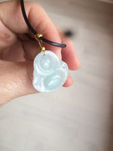 Load image into Gallery viewer, Certified 100% Natural light green/white happy buddha jadeite Jade pendant necklace X110-4-7361